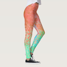 Fluss Feuer Orange Alkohol Tinte Abstrakt Leggings