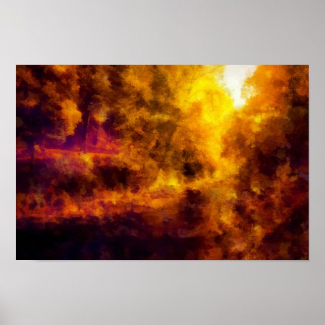 Fluss fließt durch die Farben der Herbstlandschaft Poster (Vorne)