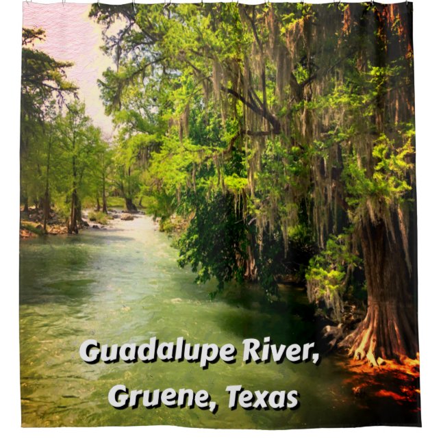 Fluss Guadalupe in Gruene, Texas Watercolor Duschvorhang (Vorderseite)