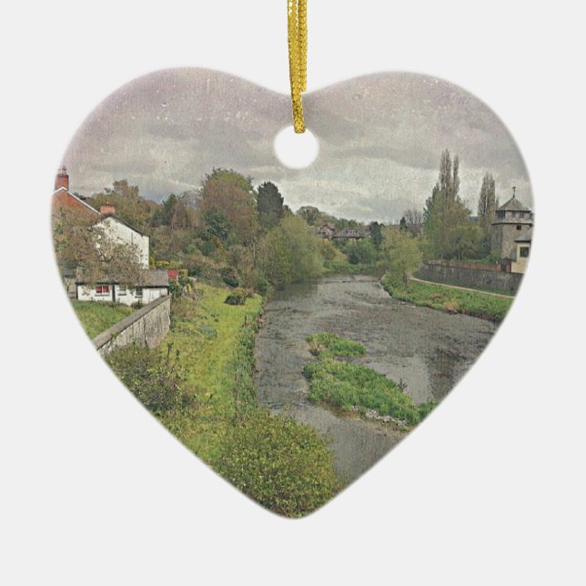 Fluss Hafren in Newtown, Powys Keramikornament (Vorne)