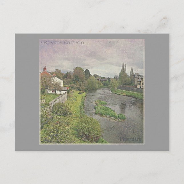 Fluss Hafren in Newtown, Powys Postkarte (Vorderseite)