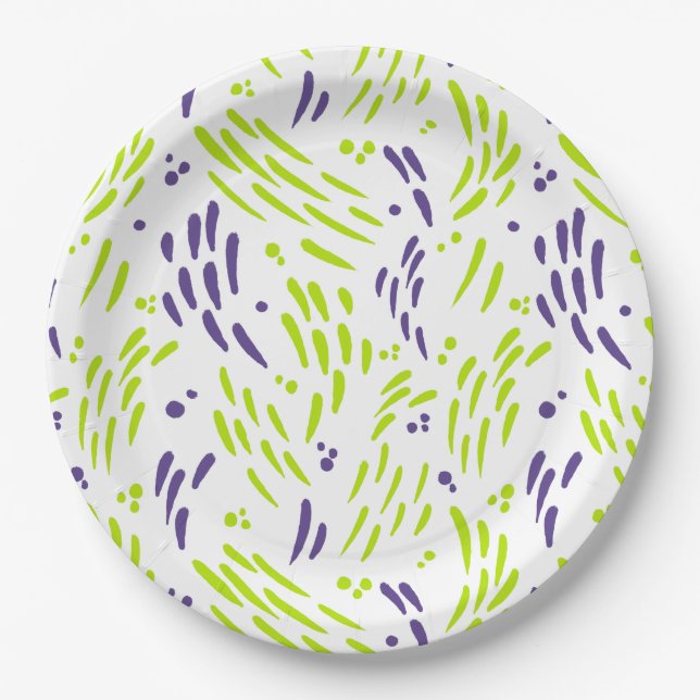 Fluss in kalkgrün und Lila Pappteller (Vorderseite)