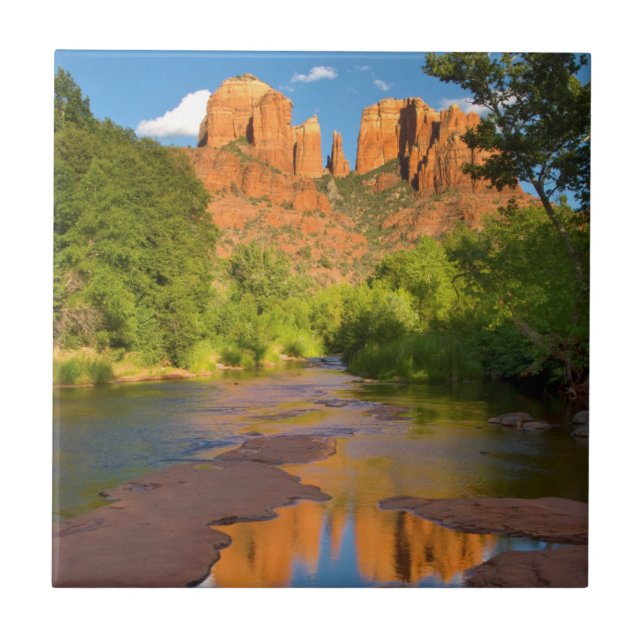 Fluss in Red Rock Crossing, Arizona Fliese (Vorderseite)