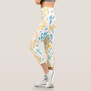 Fluss in Türkis und Gelb Capri Leggings