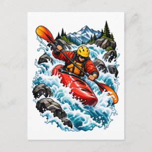Fluss-Kajak-Abenteuer für Paddler Postkarte