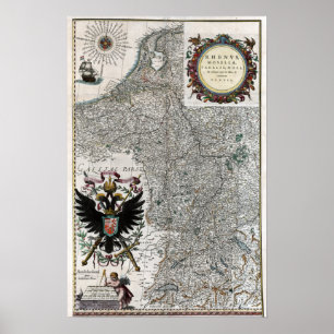 Fluss-Karte Rheins 1634 und Mosel Poster