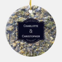 Fluss-Kiesel und Wasser-personalisierte Hochzeit Keramikornament