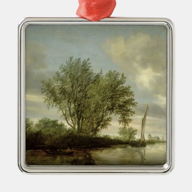 Fluss-Landschaft, 1645 Ornament Aus Metall (Vorne)