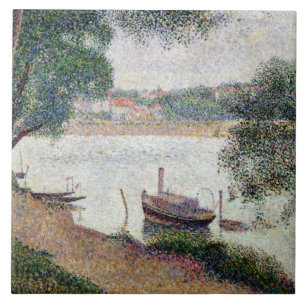 Fluss-Landschaft Georges Pierre Seurat   mit einer Fliese