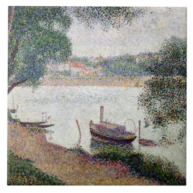 Fluss-Landschaft Georges Pierre Seurat | mit einer Fliese (Vorderseite)
