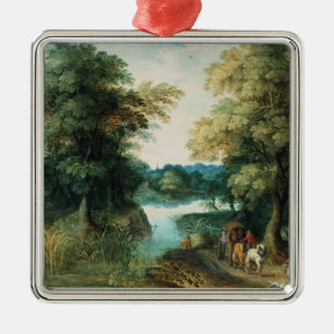 Fluss-Landschaft Silbernes Ornament