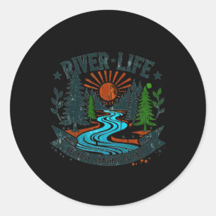 Fluss Life, weil Strände Salty River Retro Runder Aufkleber