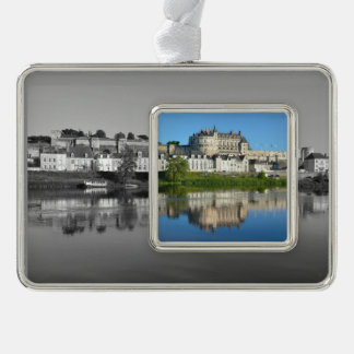 Fluss Loire bei Amboise in France Postcard Square  Rahmen-Ornament Silber