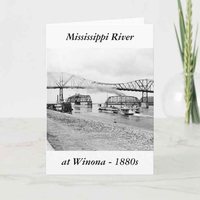 Fluss Mississipi bei Winona, 1880s Karte (Vorderseite)