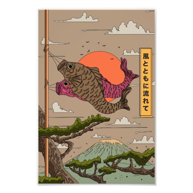 Fluss mit dem Wind Koinobori Fotodruck (Vorne)