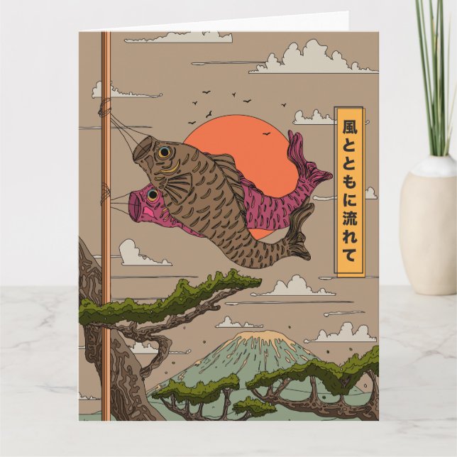 Fluss mit dem Wind Koinobori Karte (Vorderseite)