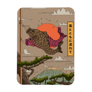 Fluss mit dem Wind Koinobori Magnet