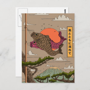 Fluss mit dem Wind Koinobori Postkarte