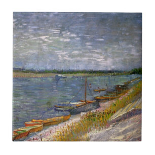 Fluss mit Rudelbooten von Vincent van Gogh Fliese