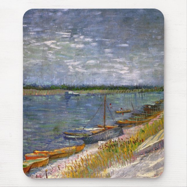 Fluss mit Ruderbooten von Vincent van Gogh Mousepad (Vorne)
