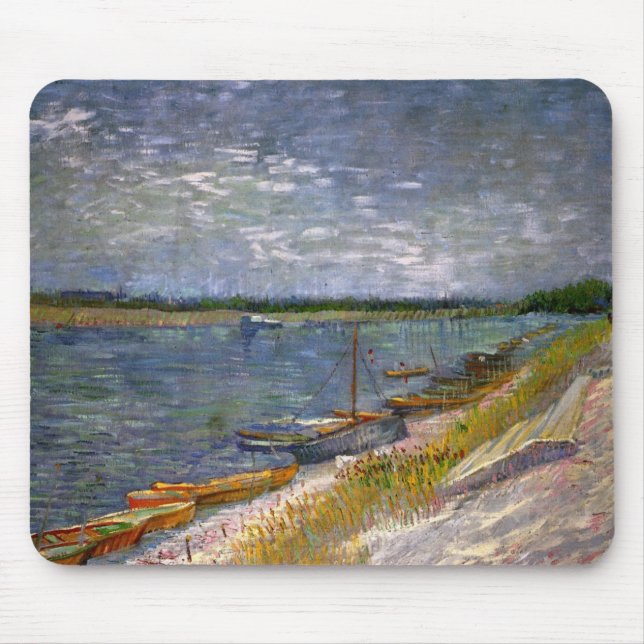 Fluss mit Ruderbooten von Vincent van Gogh Mousepad (Vorne)