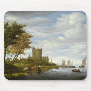 Fluss-Mündung mit einem Schloss Mousepad