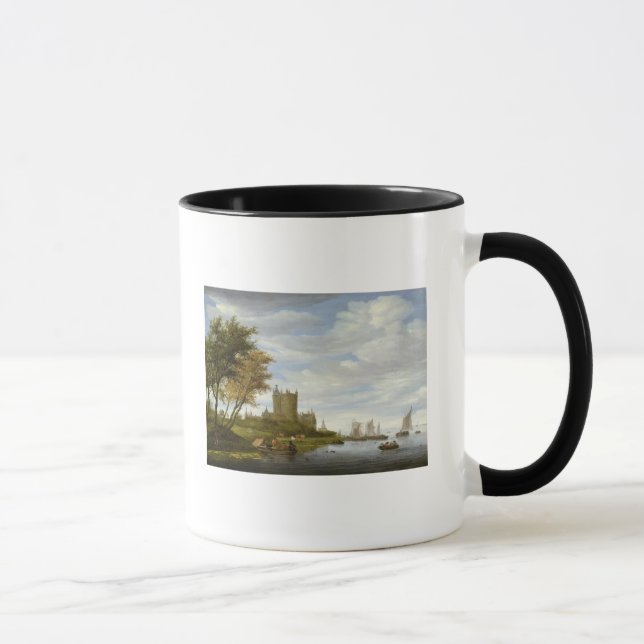 Fluss-Mündung mit einem Schloss Tasse (Rechts)