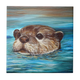 Fluss Otter Painting Fliese