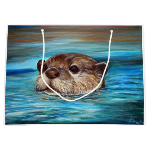Fluss Otter Painting Große Geschenktüte