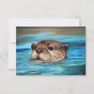 Fluss Otter Painting Karte