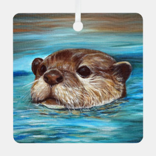 Fluss Otter Painting Ornament Aus Metall