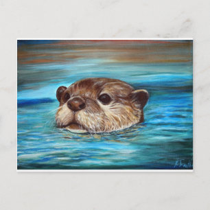 Fluss Otter Painting Postkarte