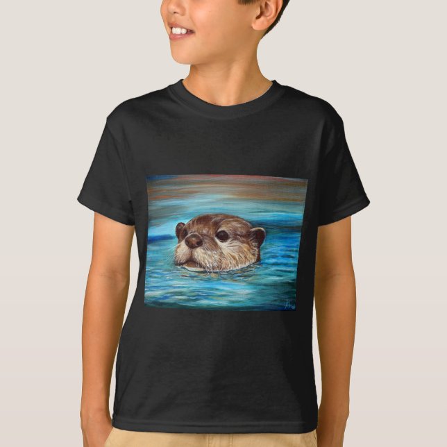 Fluss Otter Painting T-Shirt (Vorderseite)