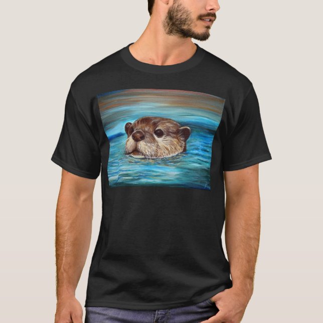Fluss Otter Painting T-Shirt (Vorderseite)