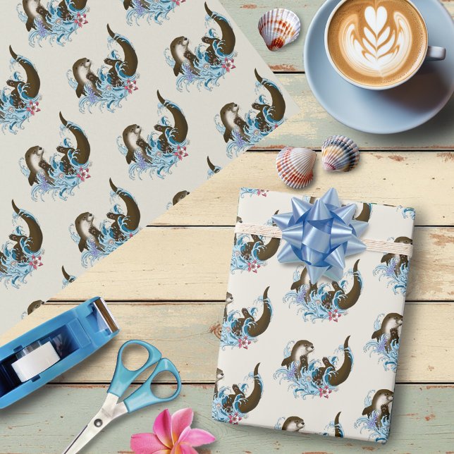 Fluss Otter Water Niedlich Geschenkpapier (Von Creator hochgeladen)