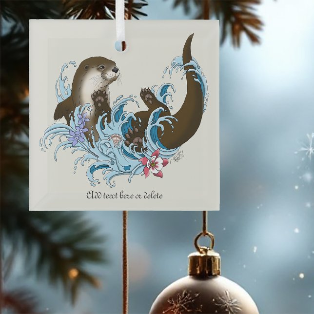Fluss Otter Water Niedlich Ornament Aus Glas (Von Creator hochgeladen)