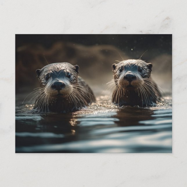 Fluss Otters Postkarte (Vorderseite)