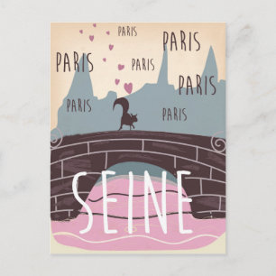 Fluss Seine, Paris, Frankreich Vintage-Reiseposter Postkarte