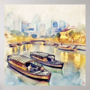 Fluss Singapur - große Archivdrucke Poster
