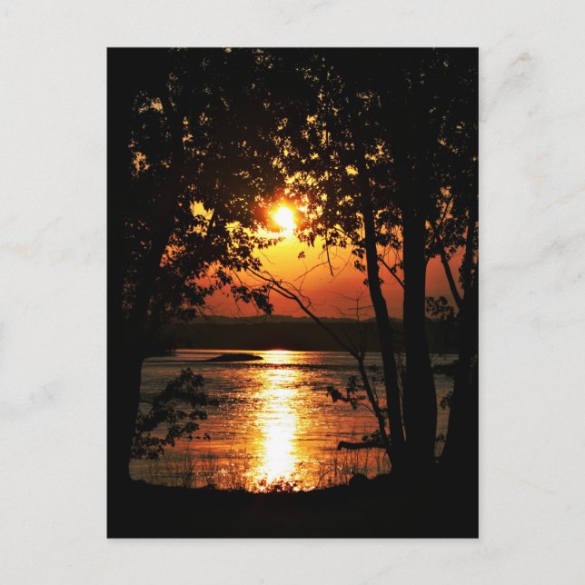 Fluss-Sonnenuntergang Postkarte (Vorderseite)