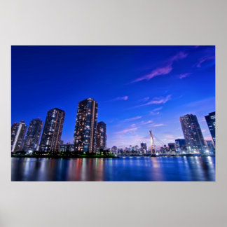 Fluss Stadt, Tokio Poster