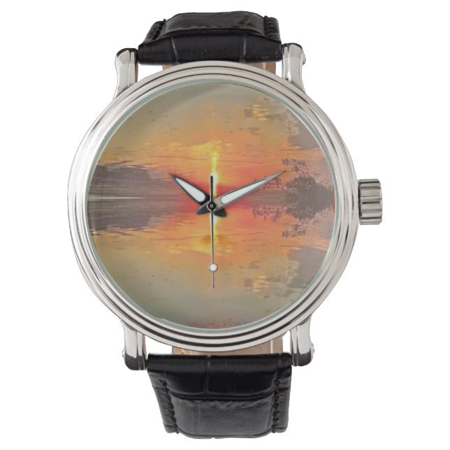 Fluss Sunset Watch Armbanduhr (Vorderseite)