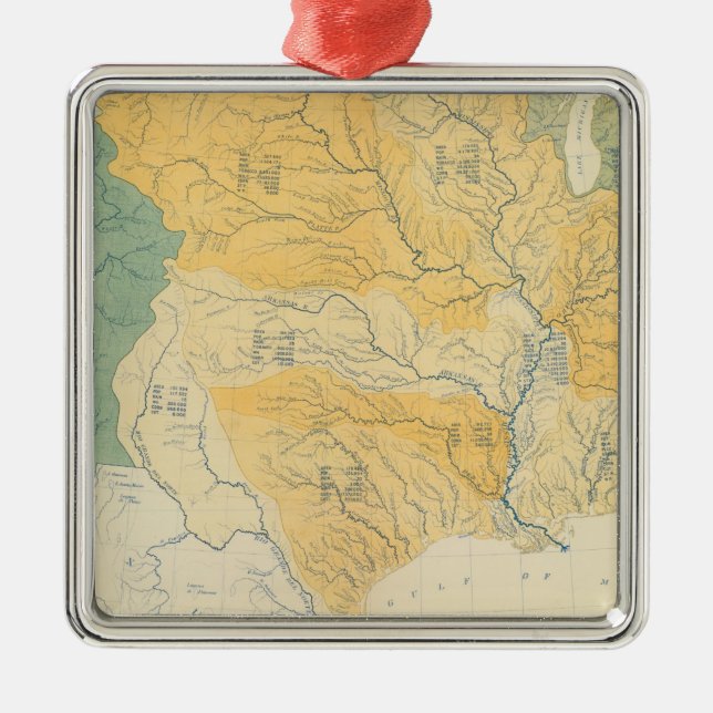 Fluss-Systeme in den US Silbernes Ornament (Vorne)