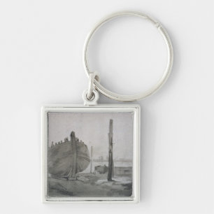 Fluss-Szene John Constables   mit Schiff am Schlüsselanhänger