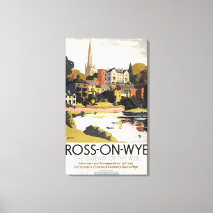 Fluss-Szene Stadtdes britischen Eisenbahn-Plakats Leinwanddruck