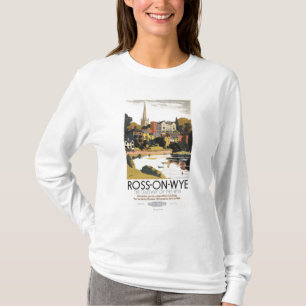 Fluss-Szene Stadtdes britischen Eisenbahn-Plakats T-Shirt