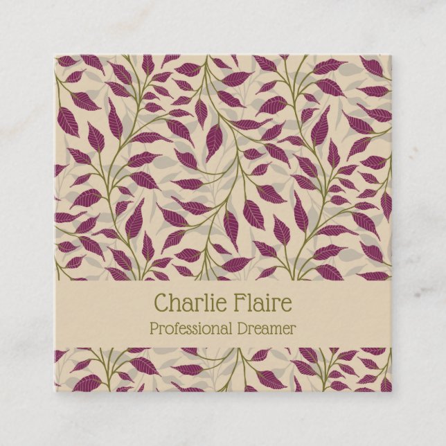 Fluss tanzender Blätter Delikate Foliage Quadratische Visitenkarte (Vorderseite)