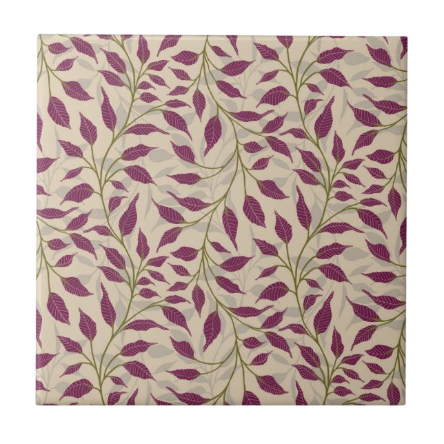 Fluss tanzender Blätter Delikate Grüne Foliage Fliese (Vorderseite)