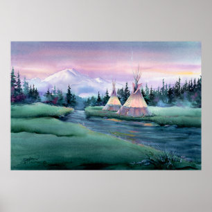 FLUSS TIPI CAMP by SHARON SHARPE Poster