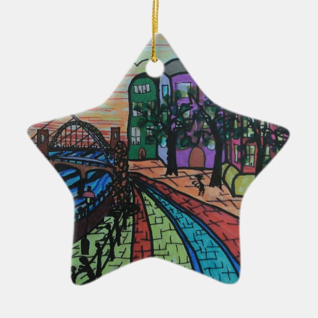 Fluss Tyne Newcastle Quayside Keramikornament (Vorne)